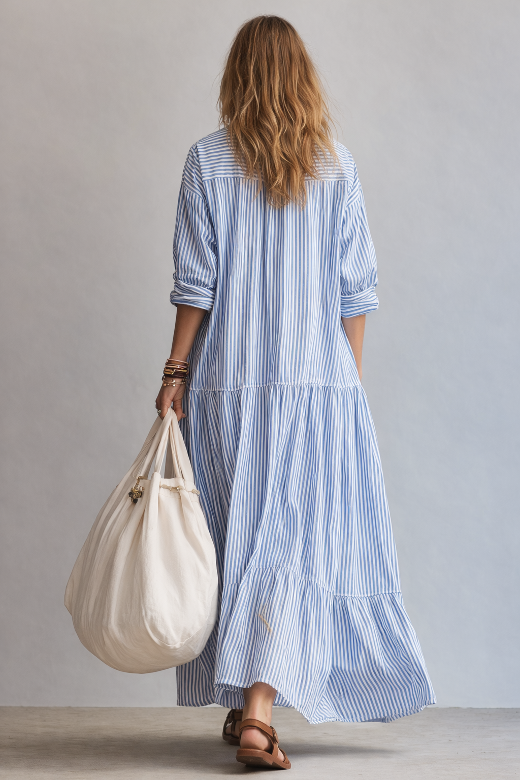 Manuela™ | Relaxed Striped Maxi Shirt Dress