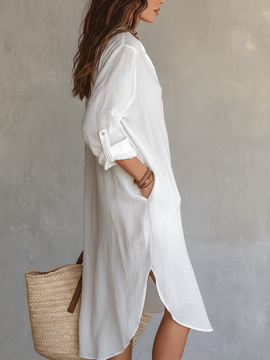 Consuelo™ | Bohemian Relaxed White Midi Dress