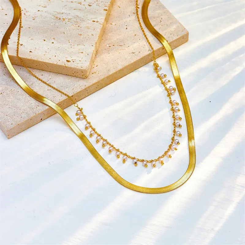 Maryzanne | 18K Gold Plated Luxury Pearl Snake Necklace Jewelry Set