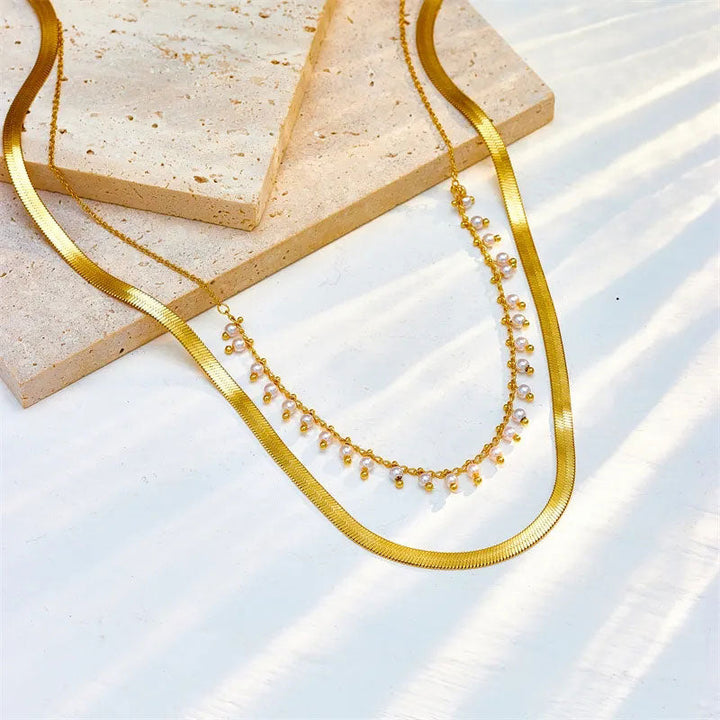 Maryzanne | 18K Gold Plated Luxury Pearl Snake Necklace Jewelry Set