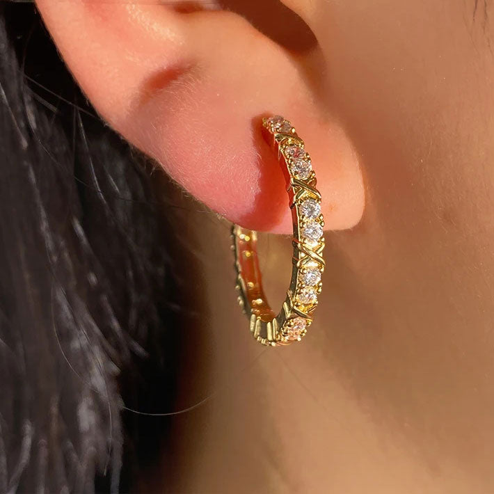 Auleris | 18K Gold-Plated Zirconia Cross Earrings