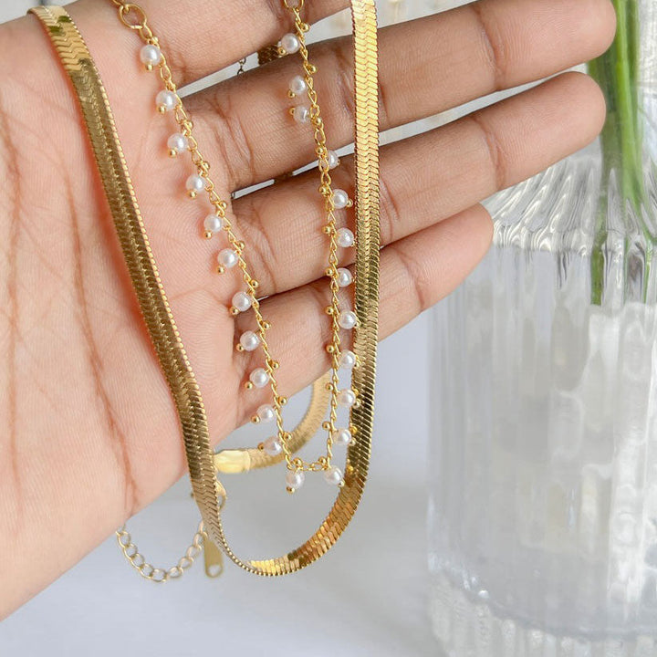 Maryzanne | 18K Gold Plated Luxury Pearl Snake Necklace Jewelry Set