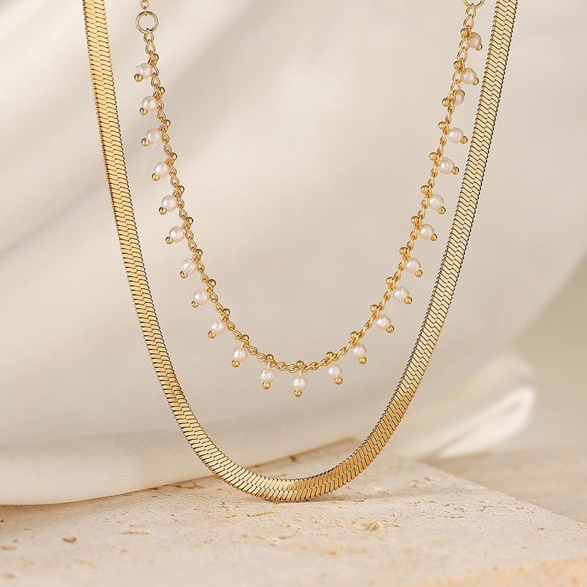 Maryzanne | 18K Gold Plated Luxury Pearl Snake Necklace Jewelry Set