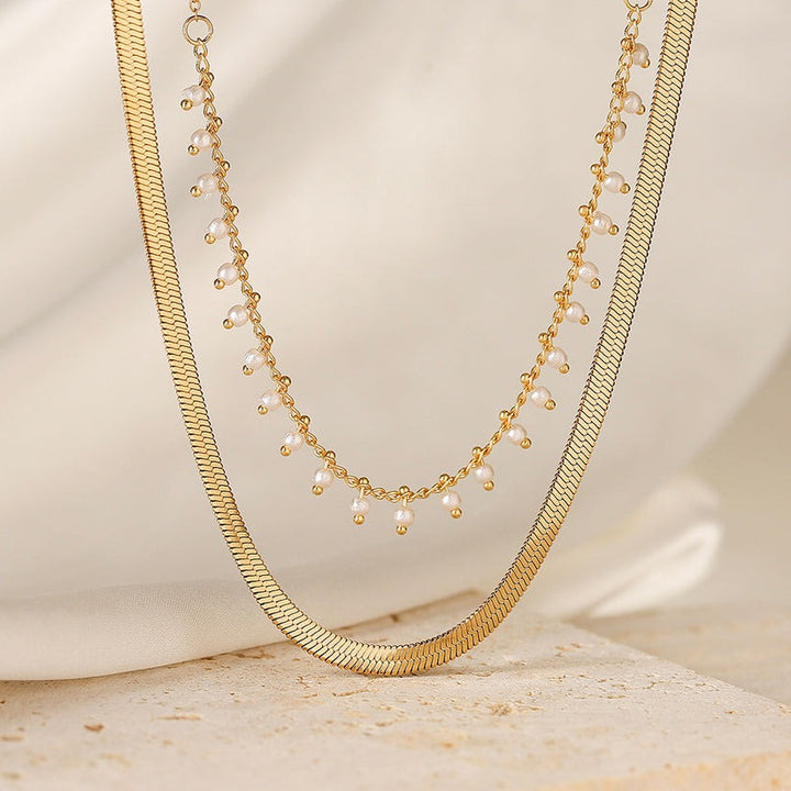 Maryzanne | 18K Gold Plated Luxury Pearl Snake Necklace Jewelry Set