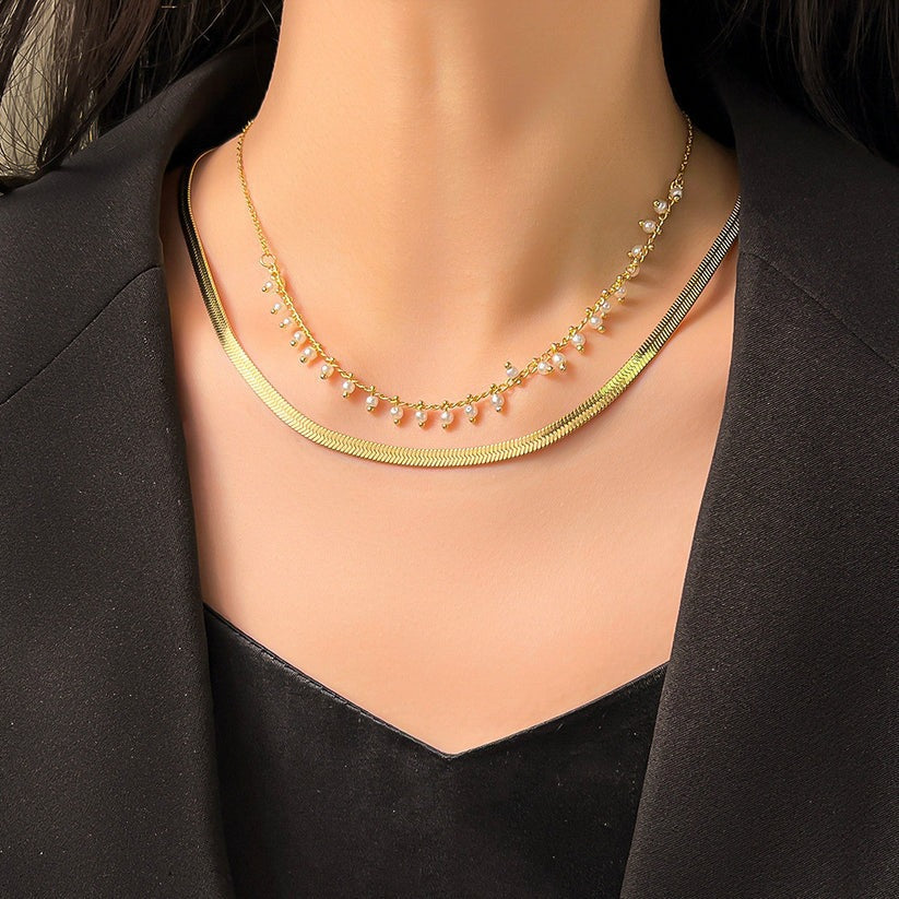 Maryzanne | 18K Gold Plated Luxury Pearl Snake Necklace Jewelry Set