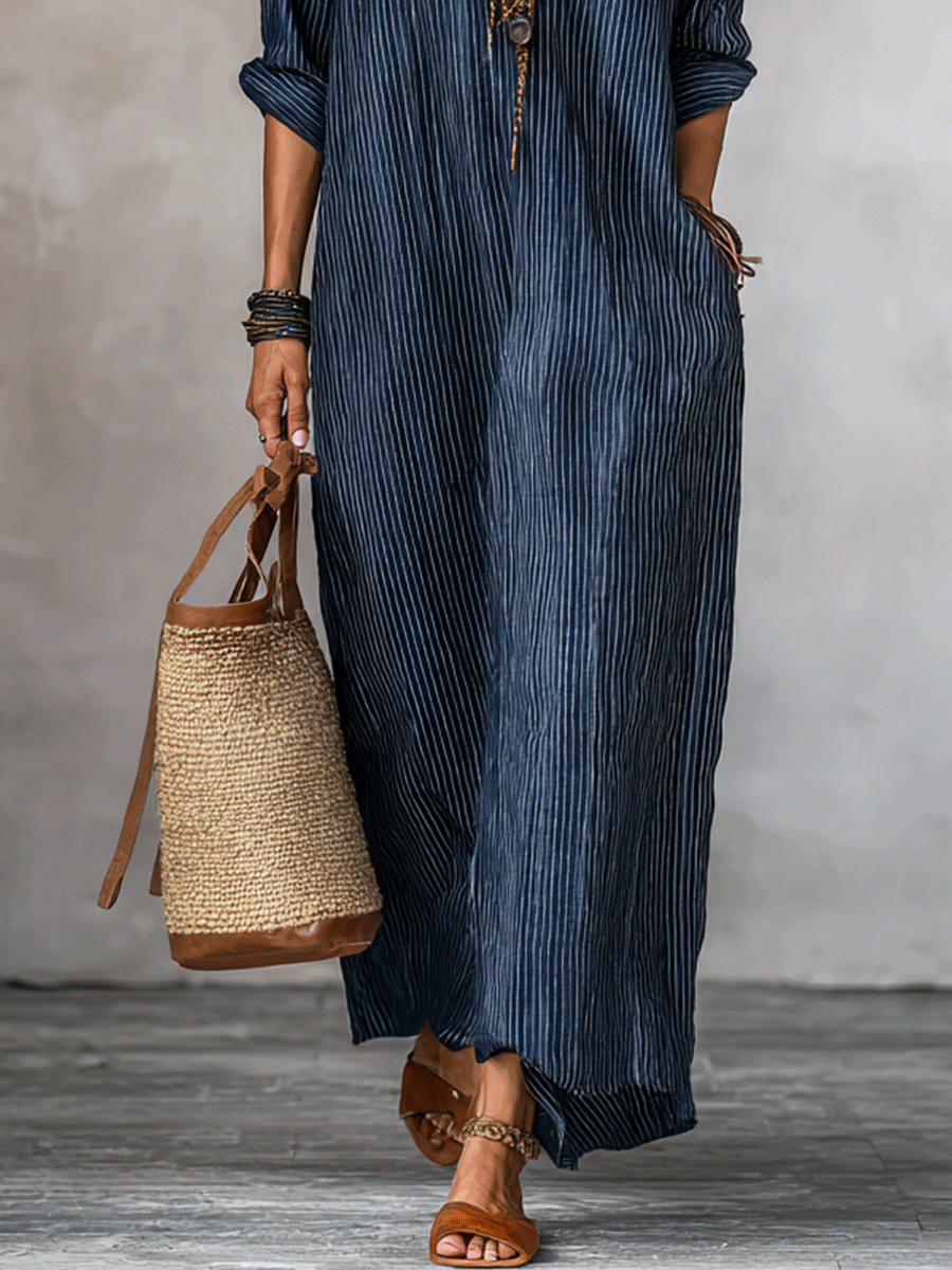Alicia™ | Nomad-style Indigo Maxi Dress