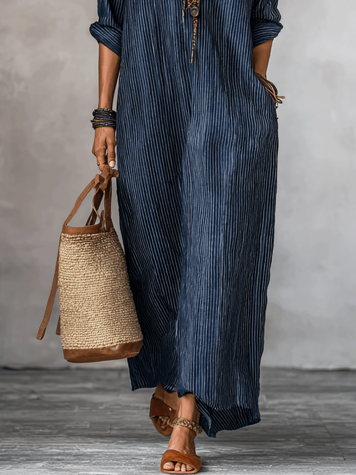 Alicia™ | Nomad-style Indigo Maxi Dress