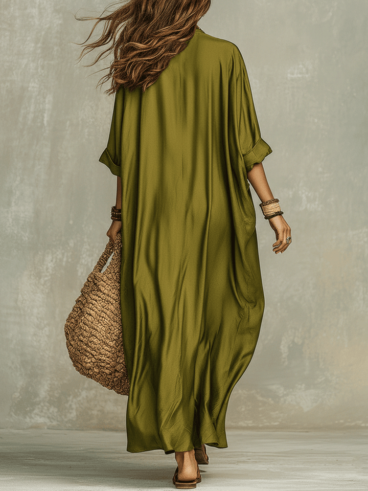 Rocio™ | Relaxed Olive Green Maxi Bohemian Dress