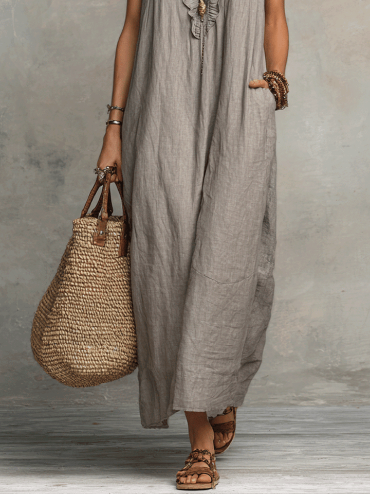 DORLESS™ | V-Neck Flowy Drape Sleeveless Bohemian Maxi Dress