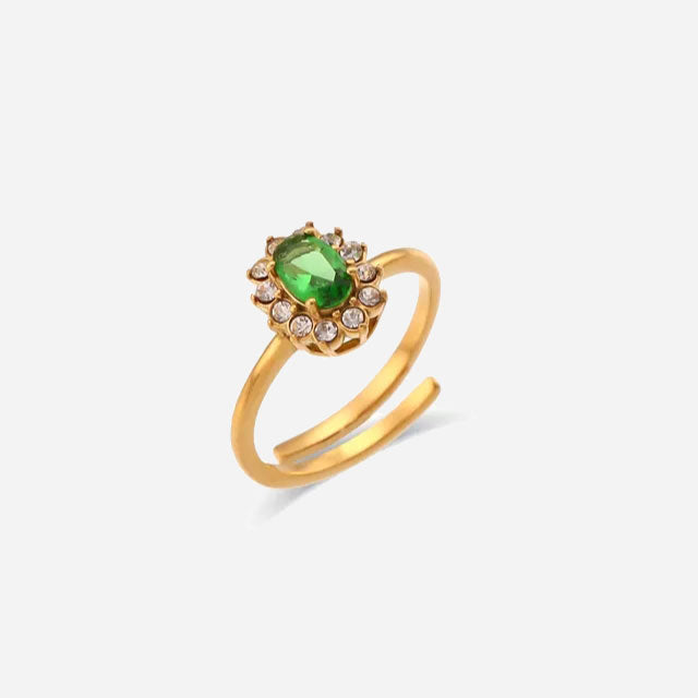 Amarelle Ring | 18K Gold & Green Zirconia