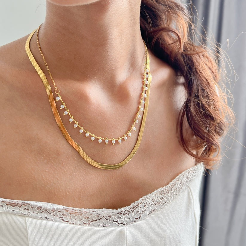 Maryzanne | 18K Gold Plated Luxury Pearl Snake Necklace Jewelry Set