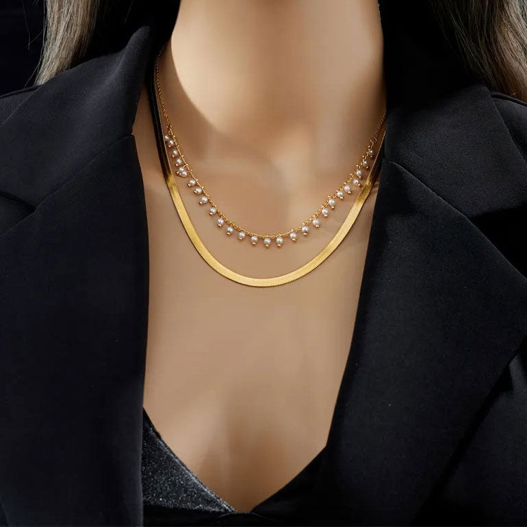 Maryzanne | 18K Gold Plated Luxury Pearl Snake Necklace Jewelry Set