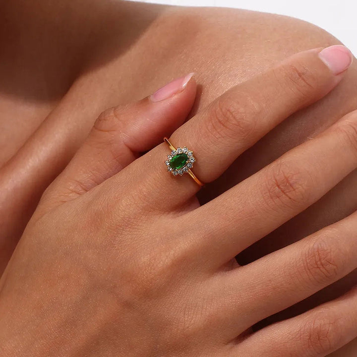 Amarelle Ring | 18K Gold & Green Zirconia