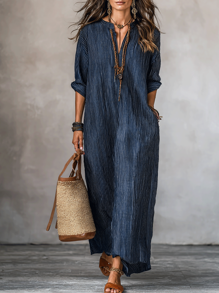 Alicia™ | Nomad-style Indigo Maxi Dress