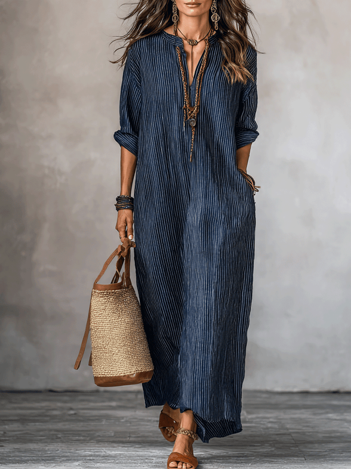 Alicia™ | Nomad-style Indigo Maxi Dress