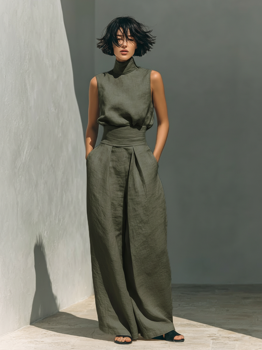 Jorevia™ Minimalist Set with Wide-Leg Trousers
