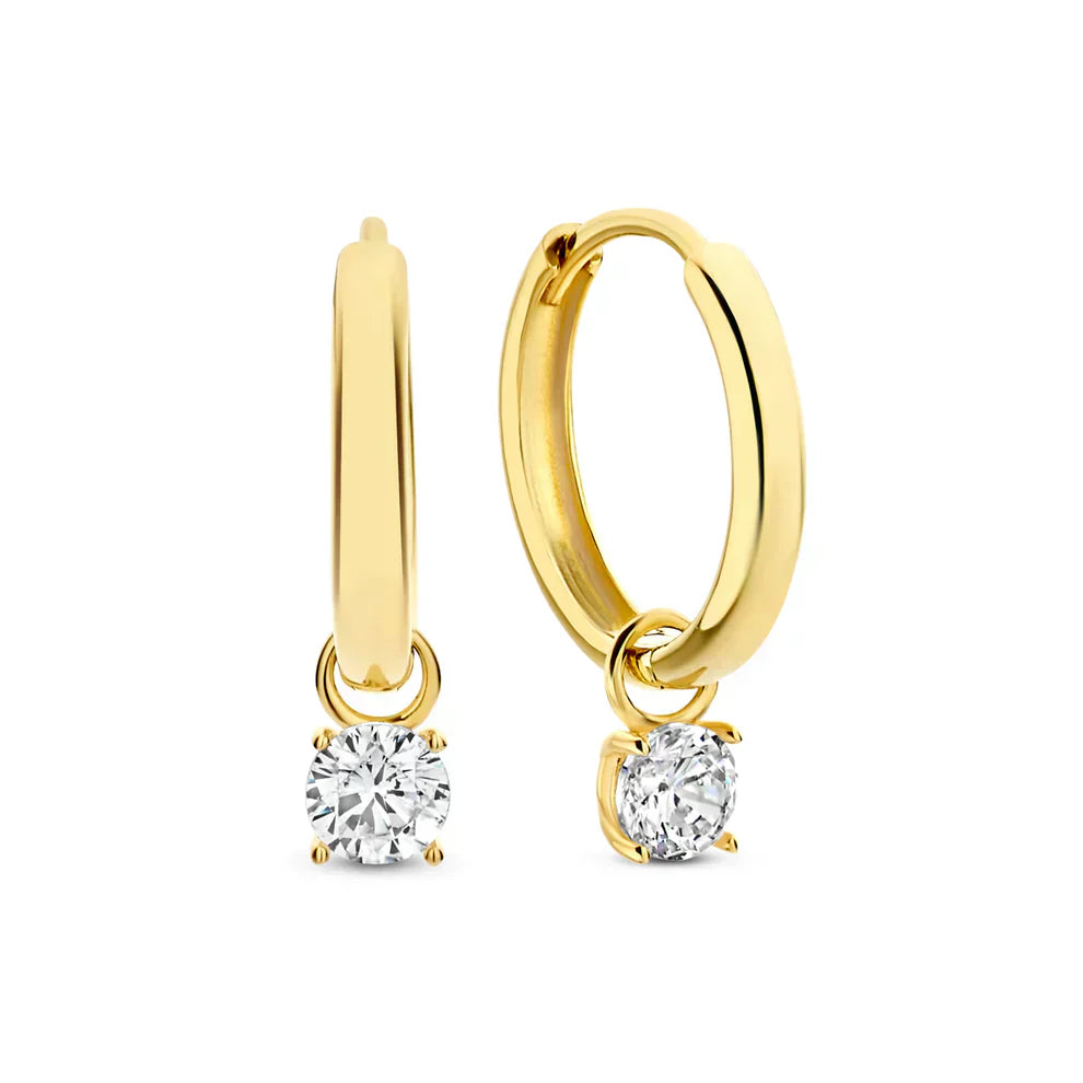Amarissea | 14K Gold Moonbeam Stone Hoop Earrings