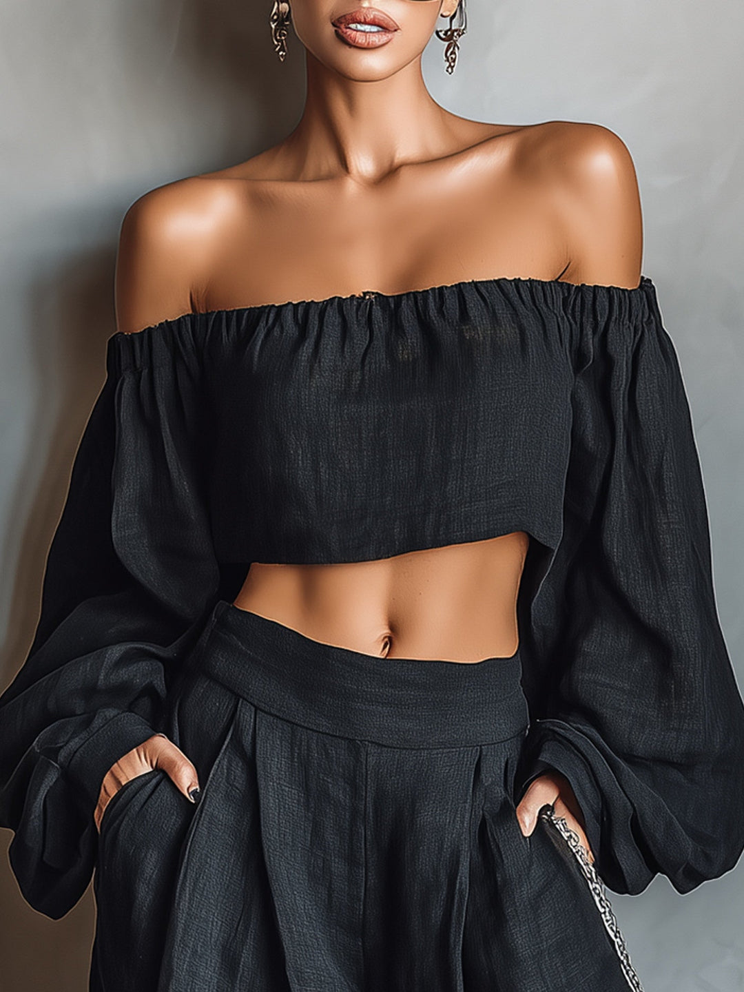 Tess™ | Off-the-Shoulder Top and Wide-Leg Pants Set