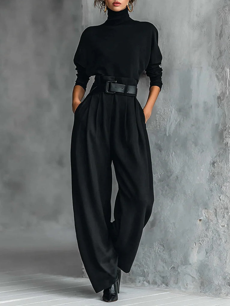 Lisa™ | Belted Two-Piece Black Set