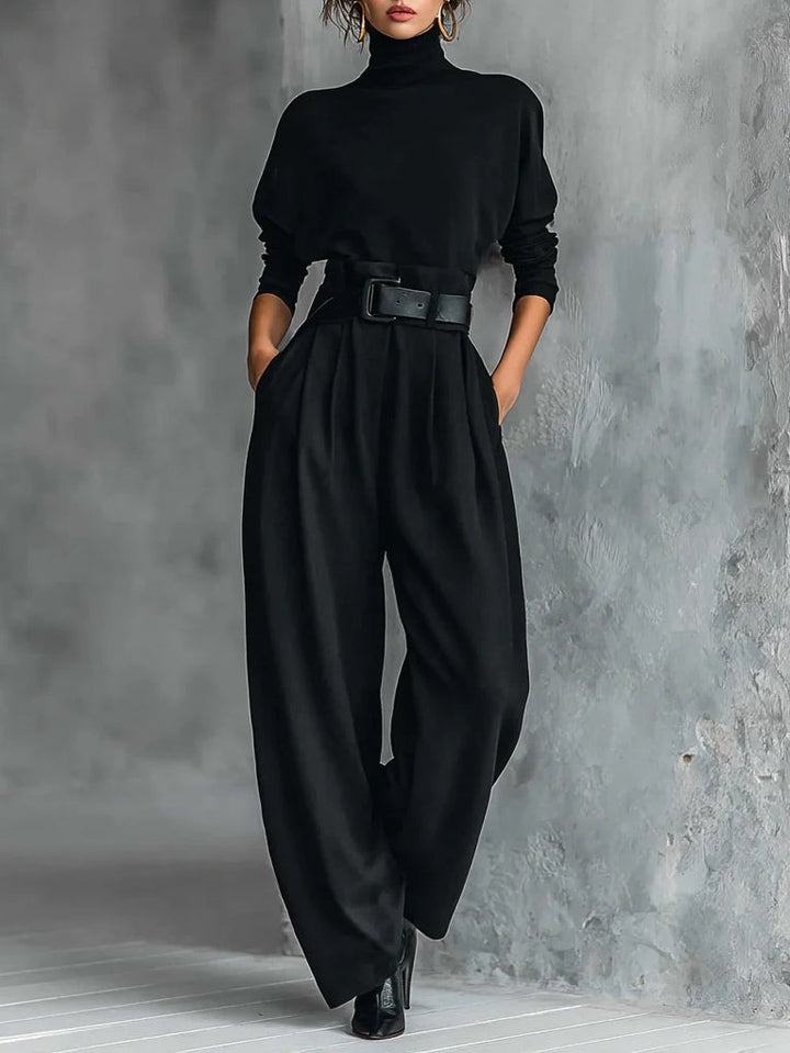 Lisa™ | Belted Two-Piece Black Set