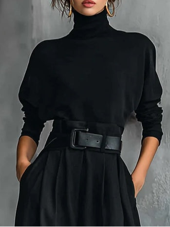 Lisa™ | Belted Two-Piece Black Set