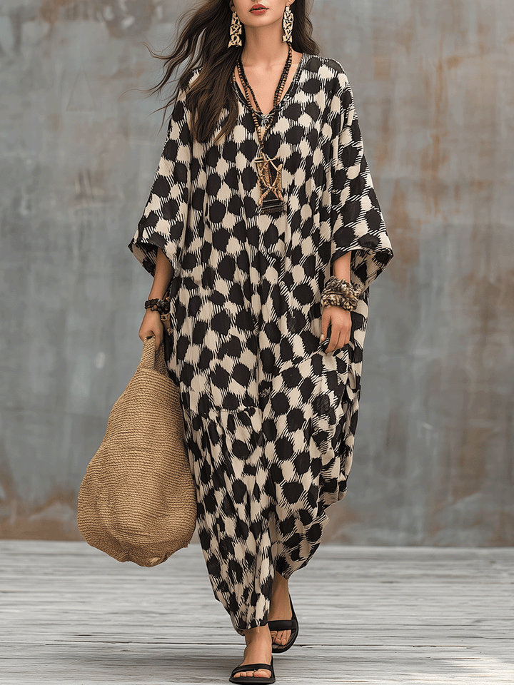 Lola™ | Polka Dot Bohemian Maxi Kaftan Dress