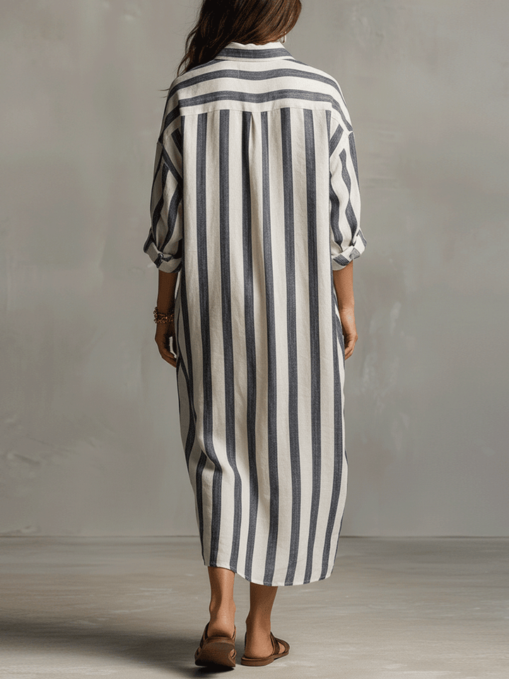 Soledad™ | Bohemian Striped Maxi Shirt Dress