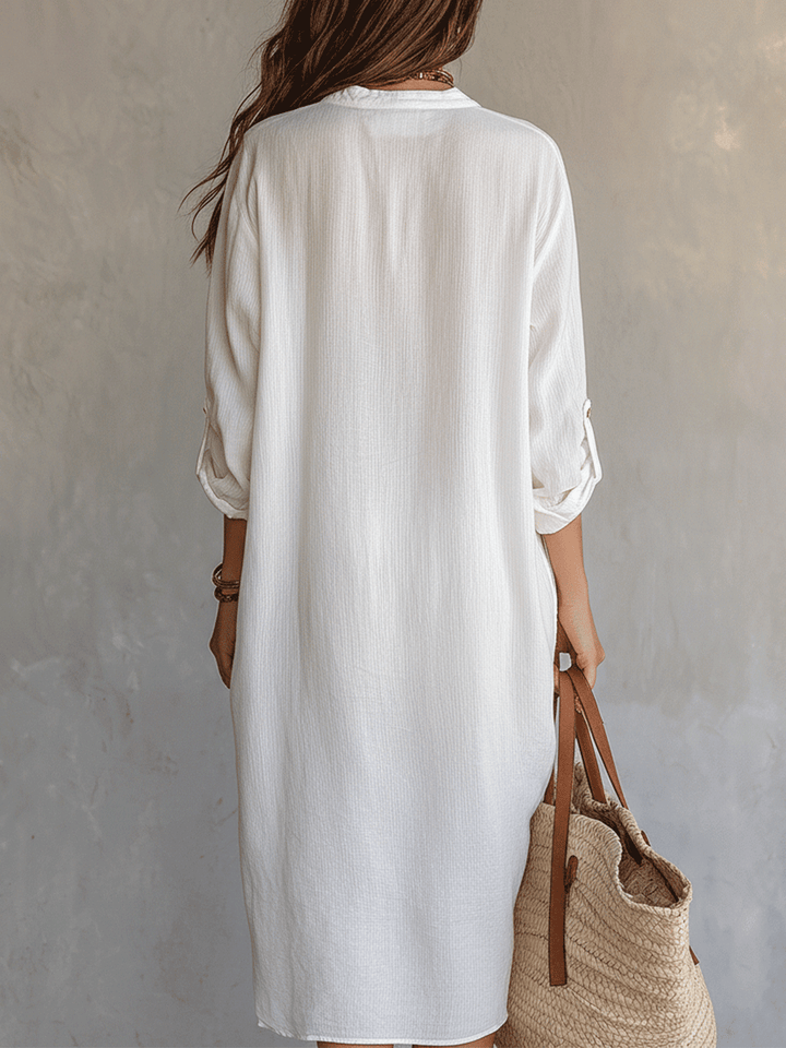 Consuelo™ | Bohemian Relaxed White Midi Dress
