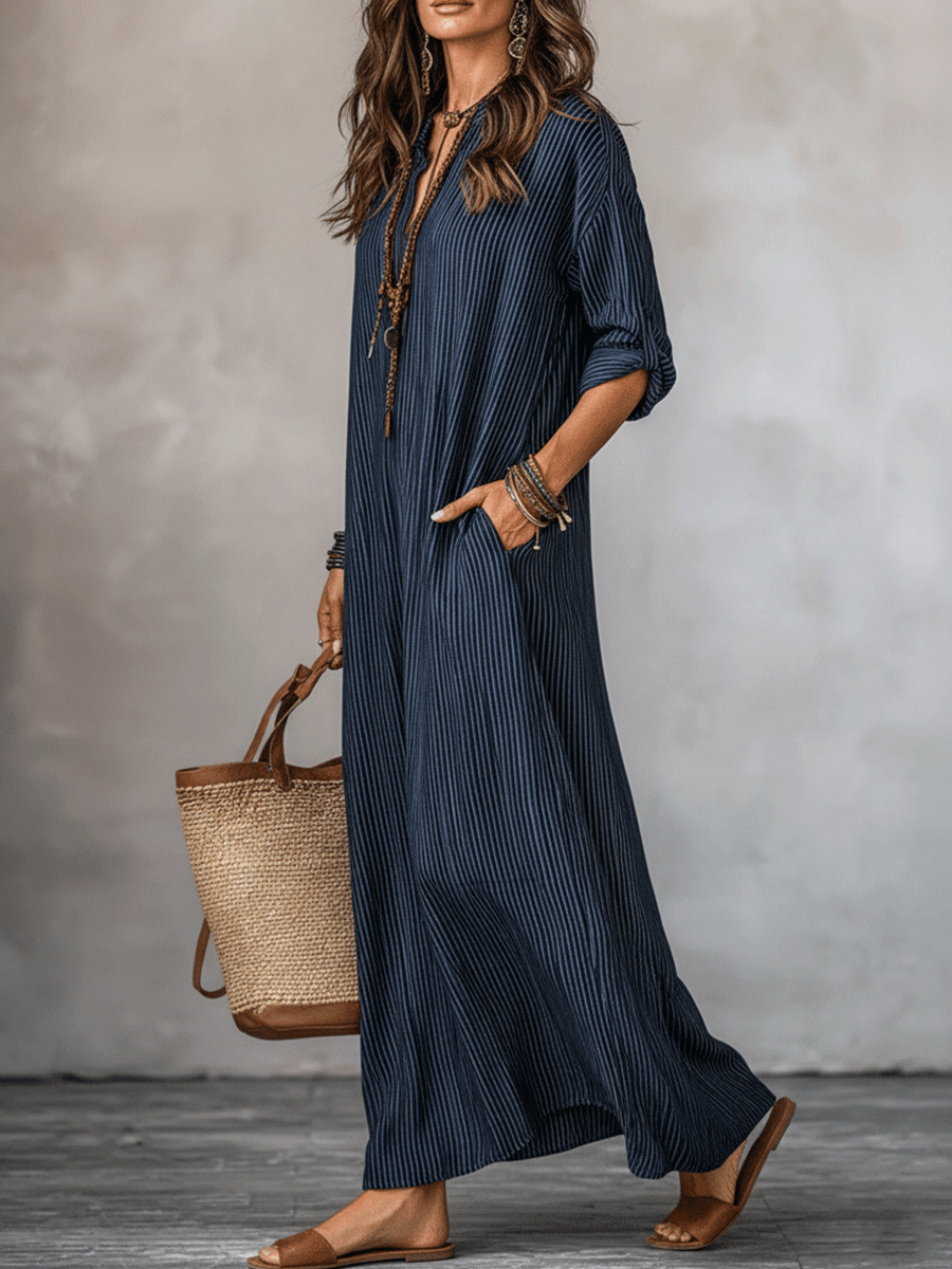 Alicia™ | Nomad-style Indigo Maxi Dress