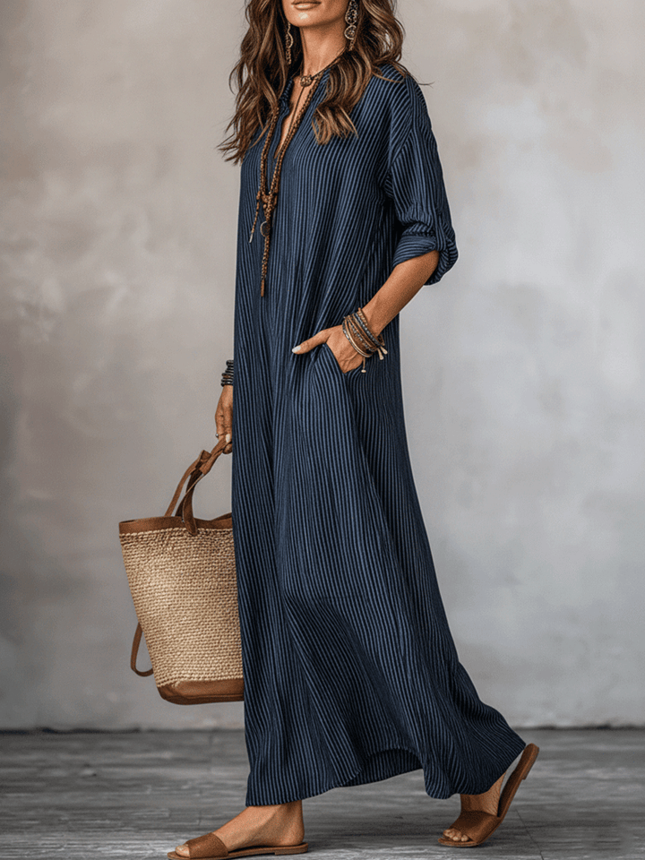 Alicia™ | Nomad-style Indigo Maxi Dress