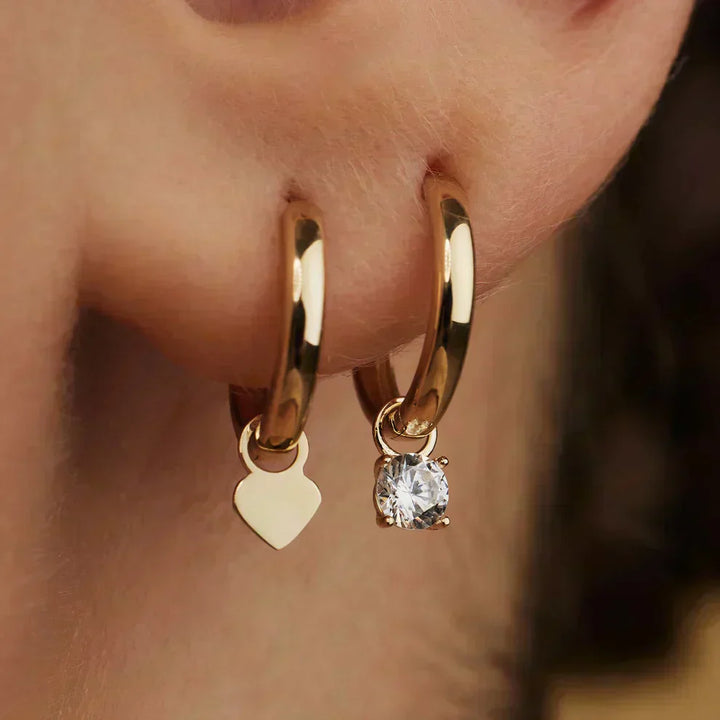 Amarissea | 14K Gold Moonbeam Stone Hoop Earrings